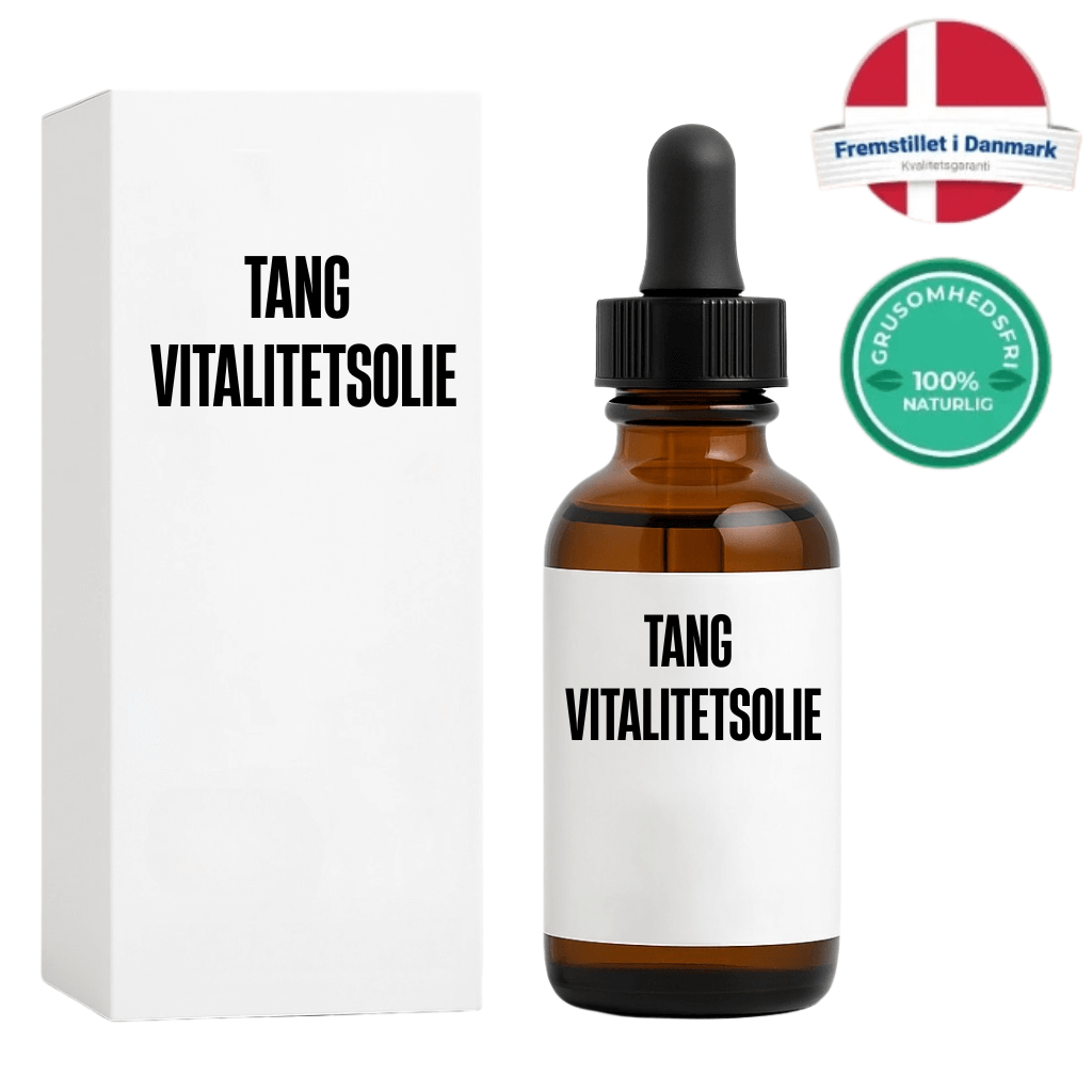 Tang Vitalitetsolie i glasflaske med pipette, pakket i hvid æske, naturlig skønhedsolie til huden.