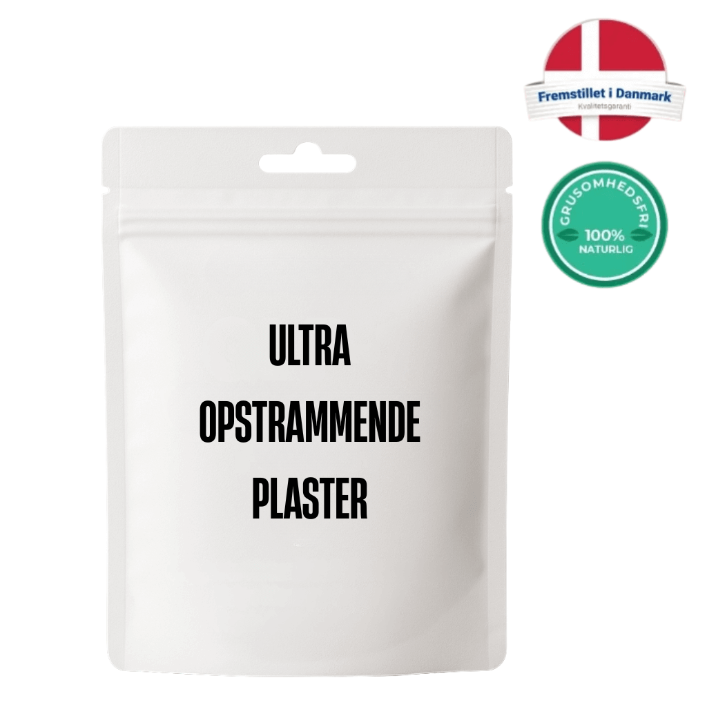Ultra Opstrammende Plaster packaging showcasing natural ingredients and quality certifications.