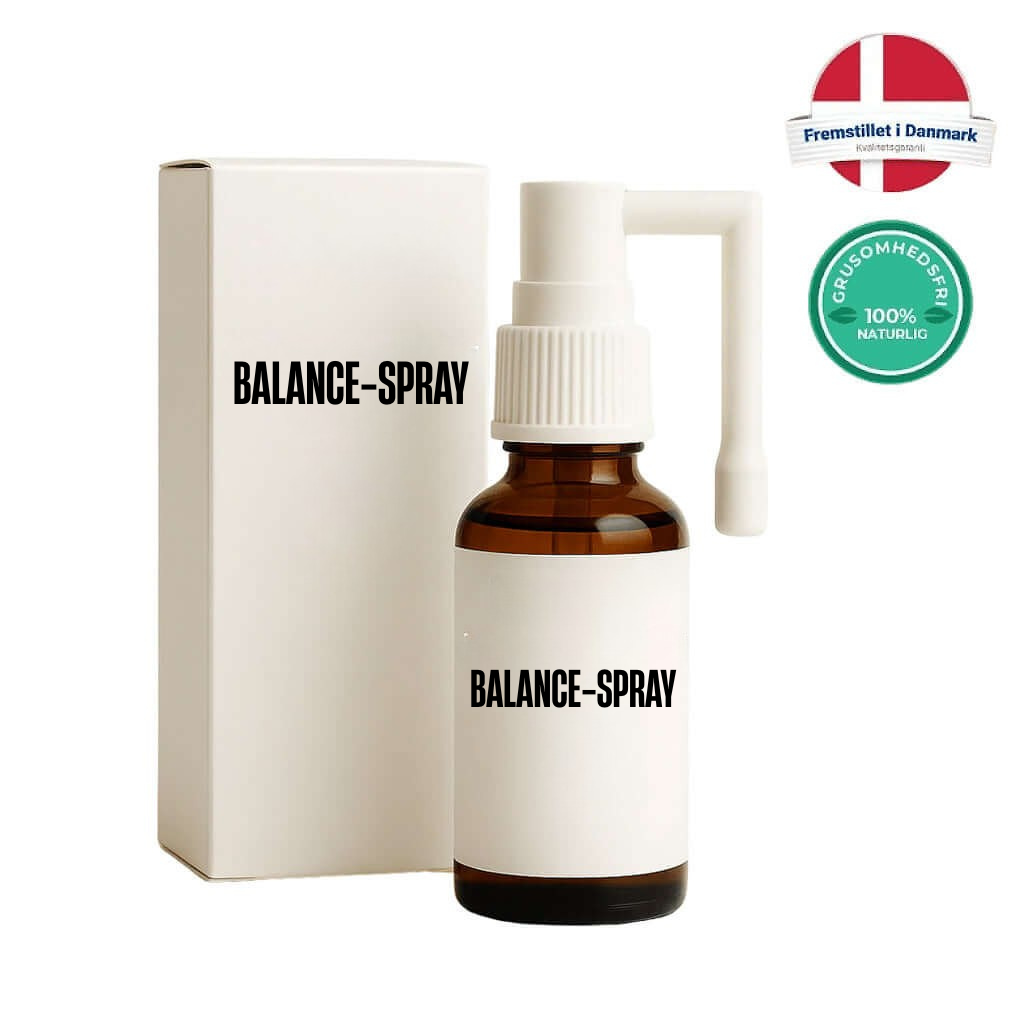 Balance-spray bottle with white packaging, designed for daily self-care and a refreshing feel.