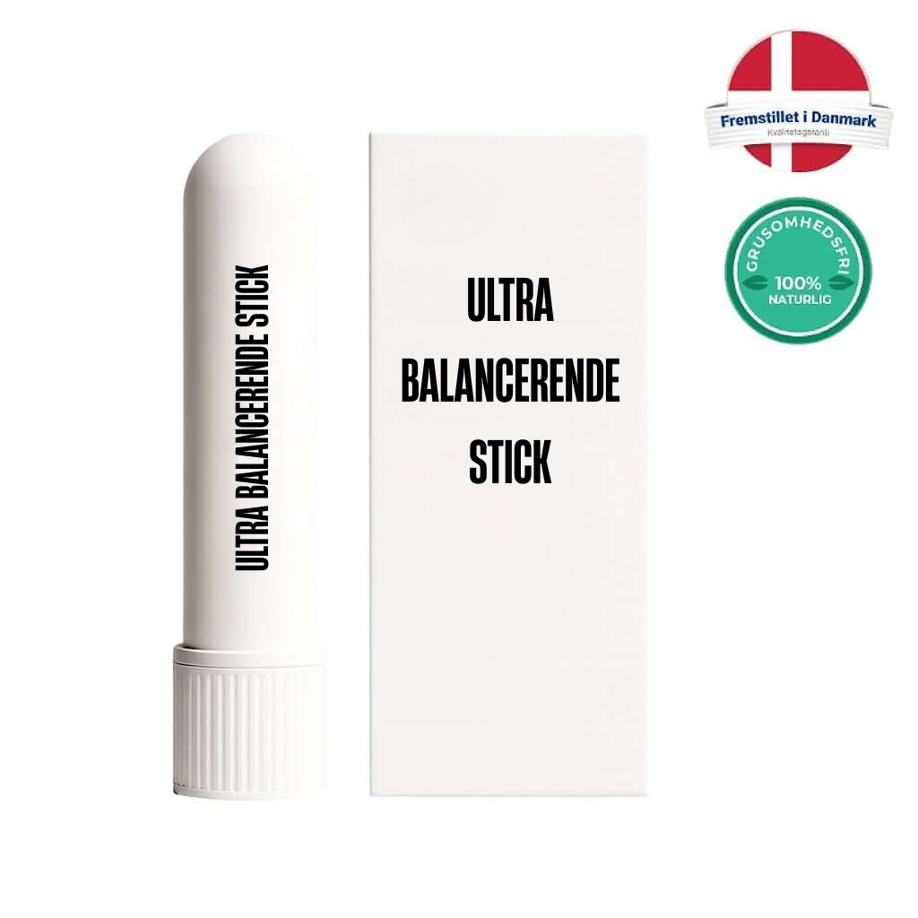 Ultra Balancerende Stick i hvid emballage, designet til brain-fitness og mental klarhed.