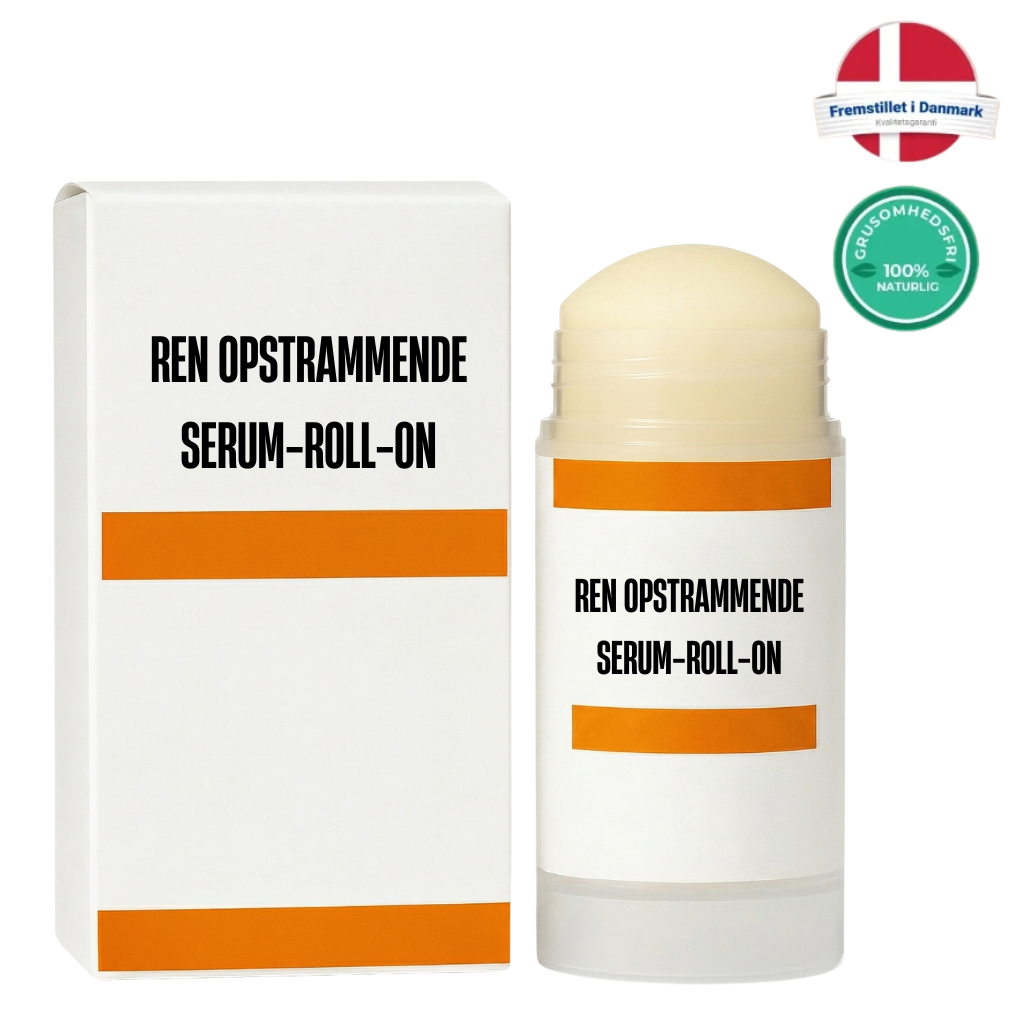Luksuriøs ren opstrammende serum-roll-on med elegant emballage til daglig hudpleje.