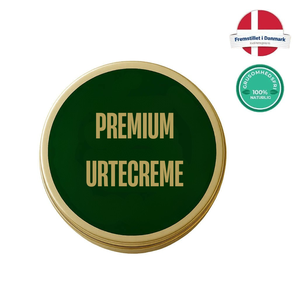 Premium Urtecreme emballage, en luksuriøs creme til daglig hudpleje, med 100% naturlige ingredienser.