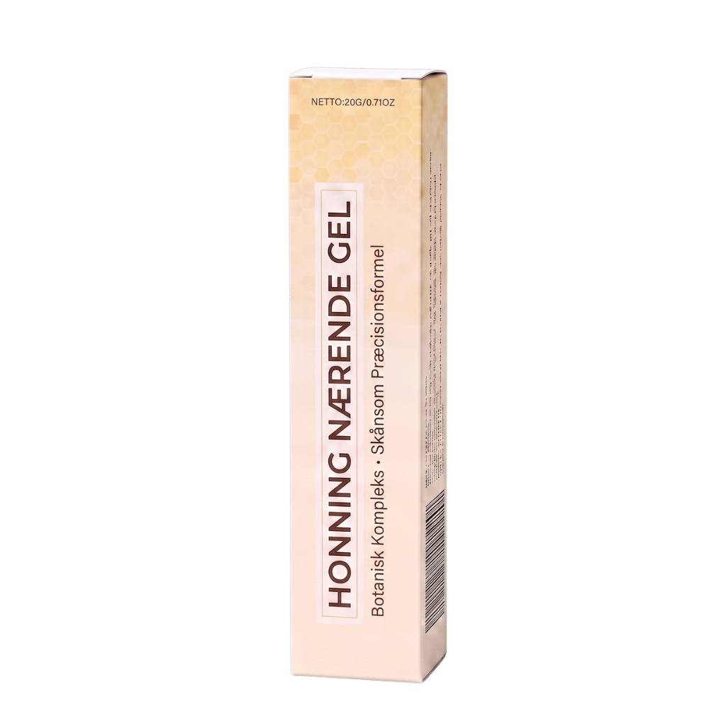 Premium Honning Nærende Gel emballage med botanisk kompleks til nærrende hudpleje.