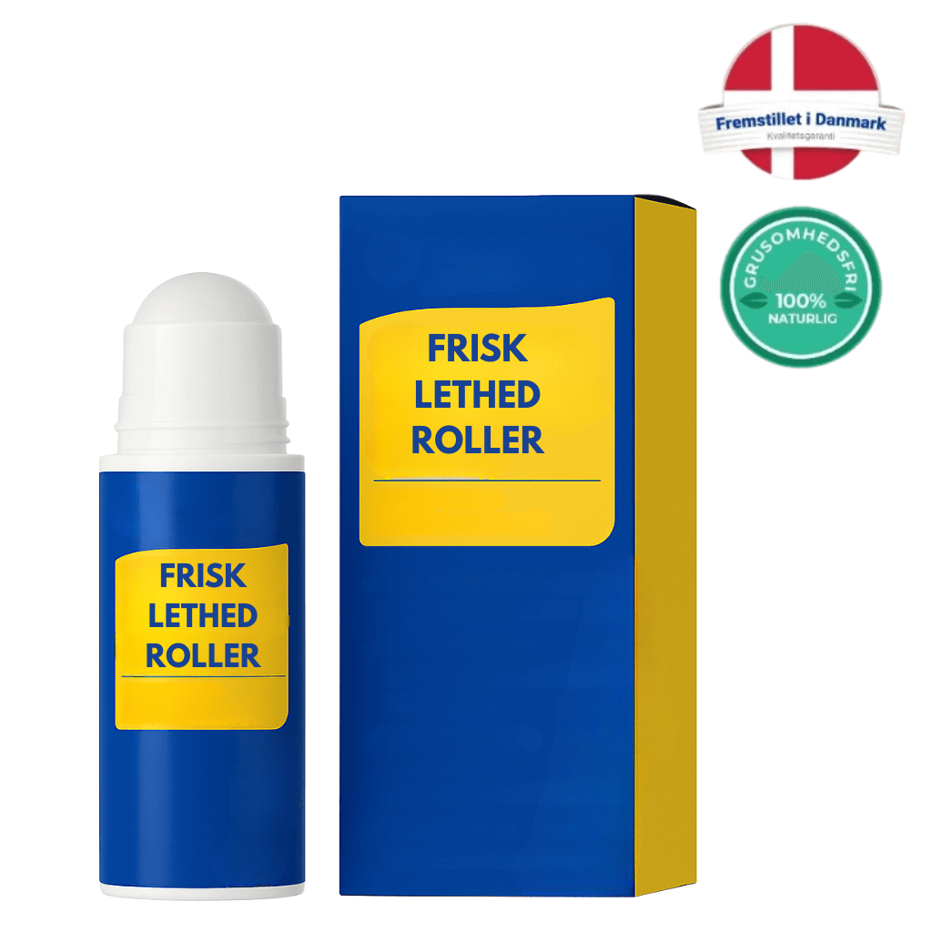 Frisk Lethed Roller packaging and product shown on a white background.
