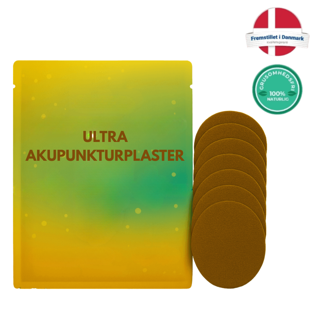 Ultra Akupunkturplaster pack with circular patches for skin care routine.
