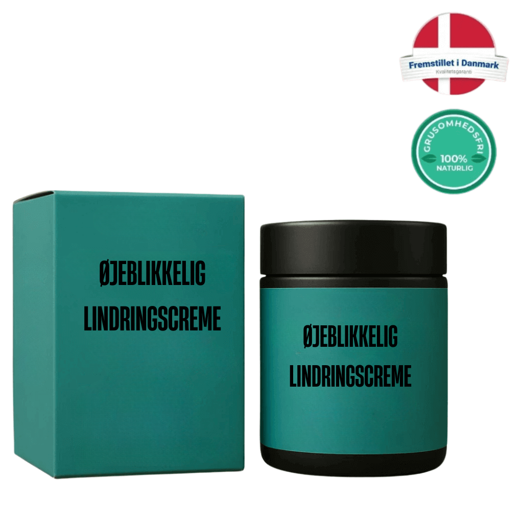 Øjeblikkelig Lindringscreme i en flot emballage, designet til at pleje og lindre huden effektivt.