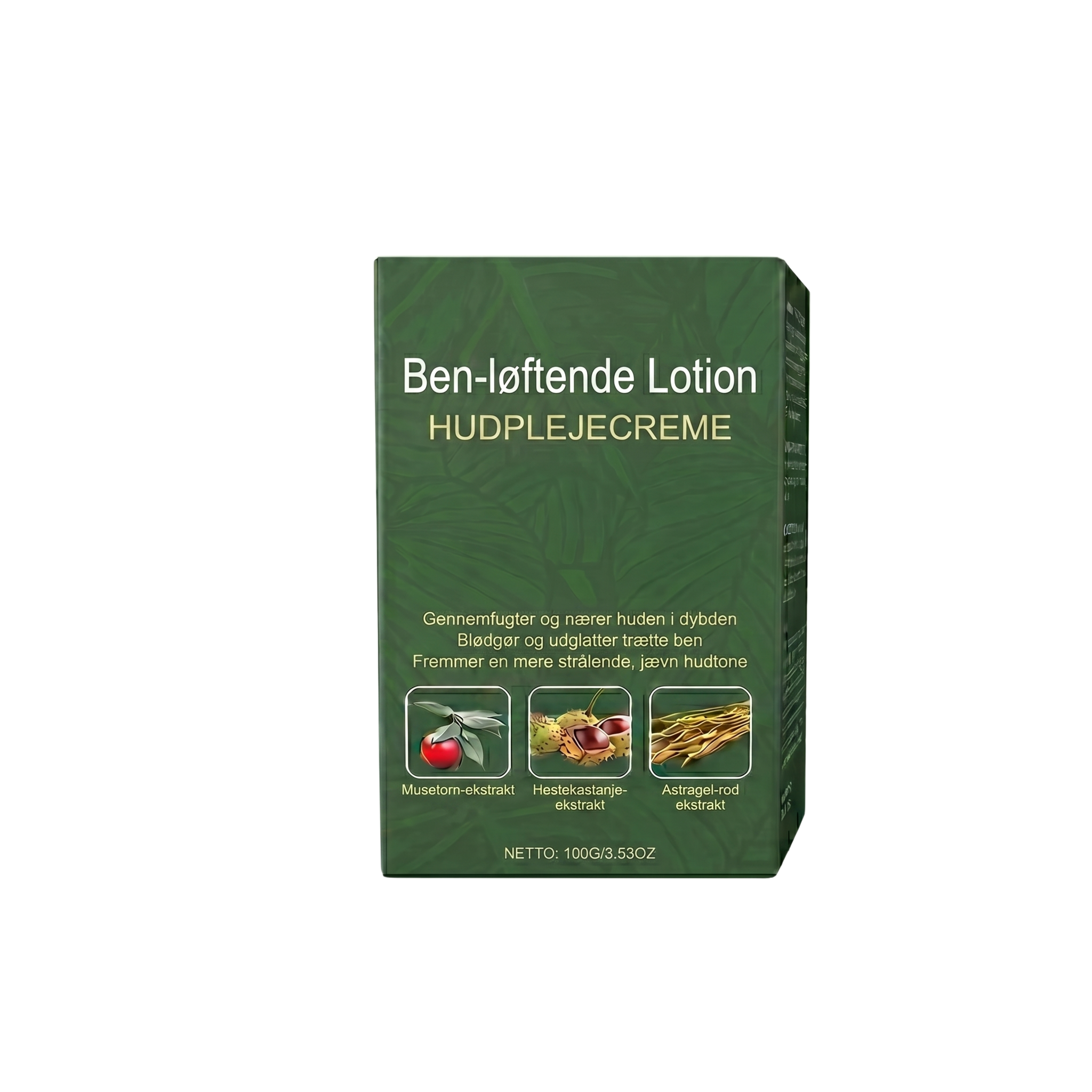 Ben-løftende Lotion hudplejecreme med naturlige ekstrakter til hudens faste udseende.