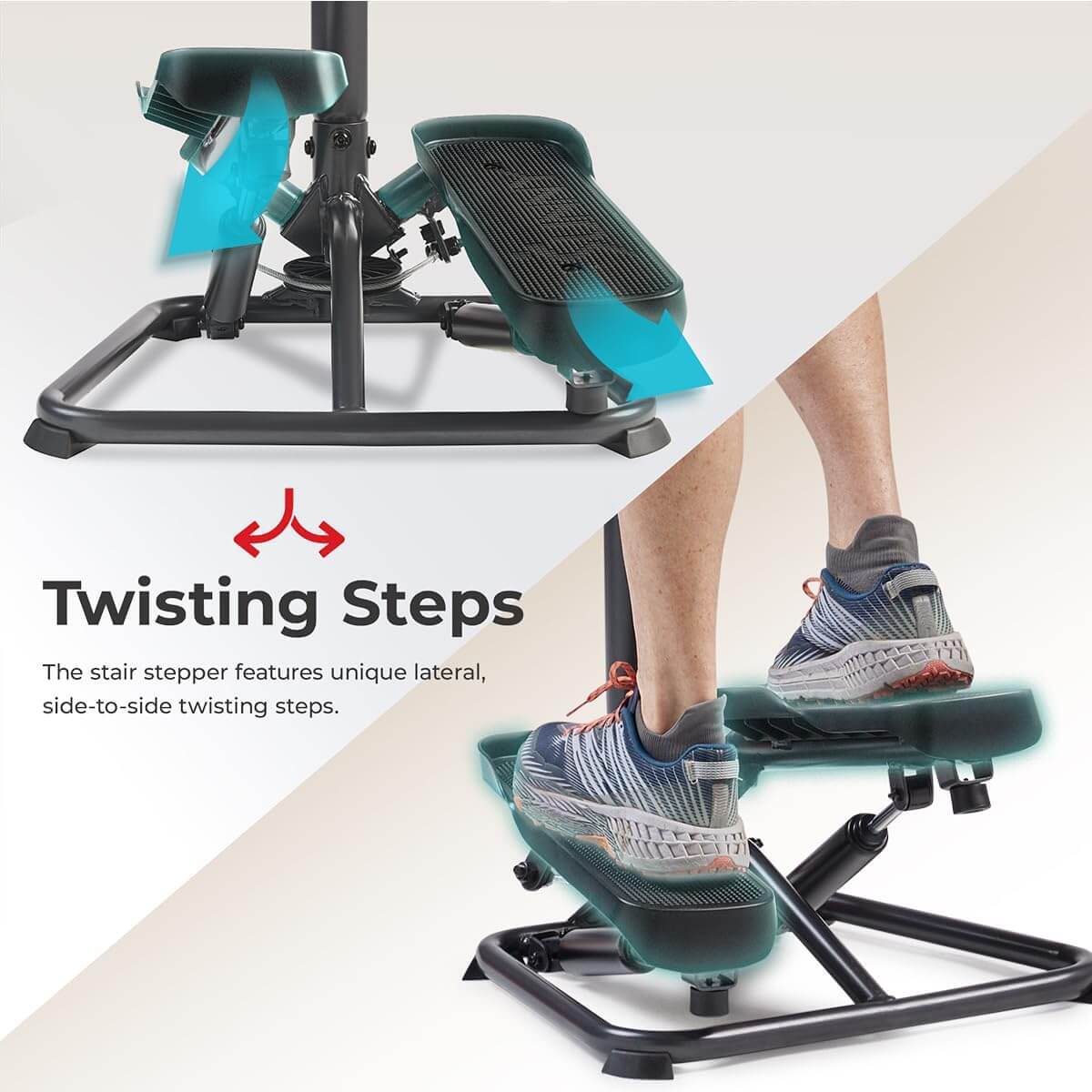 SKÖNHED CoreGlide stair stepper with twisting steps for lateral movement and enhanced workouts.