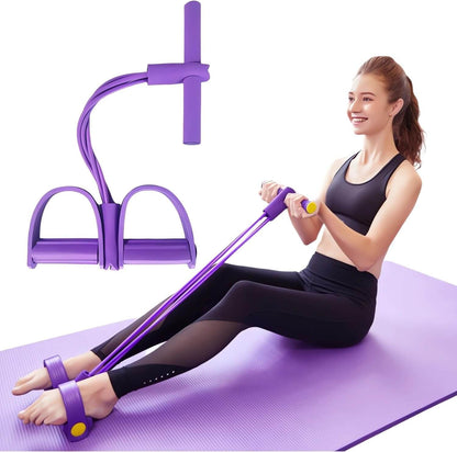 SKÖNHED FlexBand resistance bands set for body toning and strength training with a user exercising on a mat.