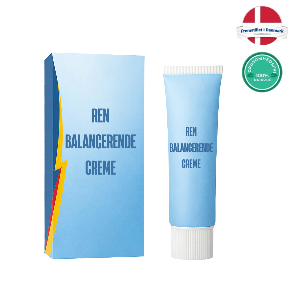 Ren Balancerende Creme tube and box with labels for natural and Danish products.