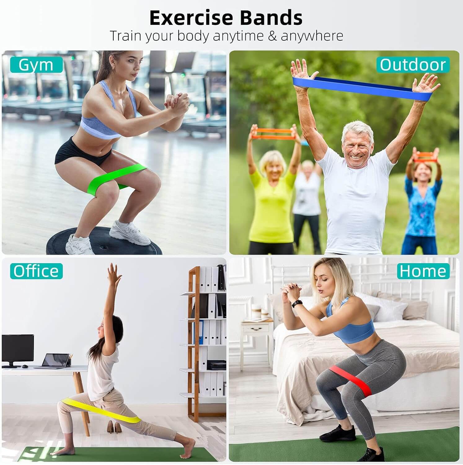 SKÖNHED SculptBands for versatile workouts in gym, office, home, and outdoor settings.