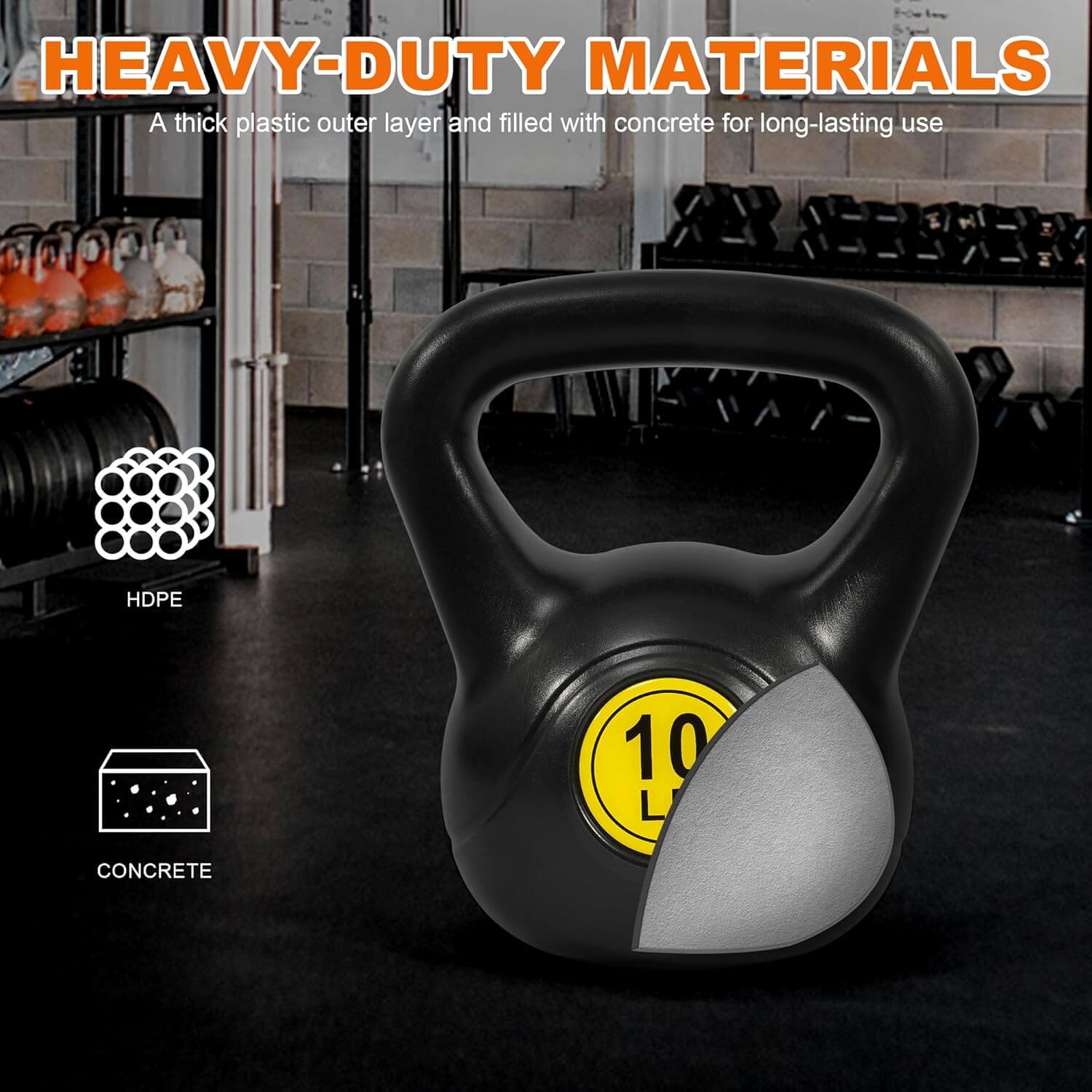 SKÖNHED PowerBell kettlebell with heavy-duty materials for strength training and durability in the gym.