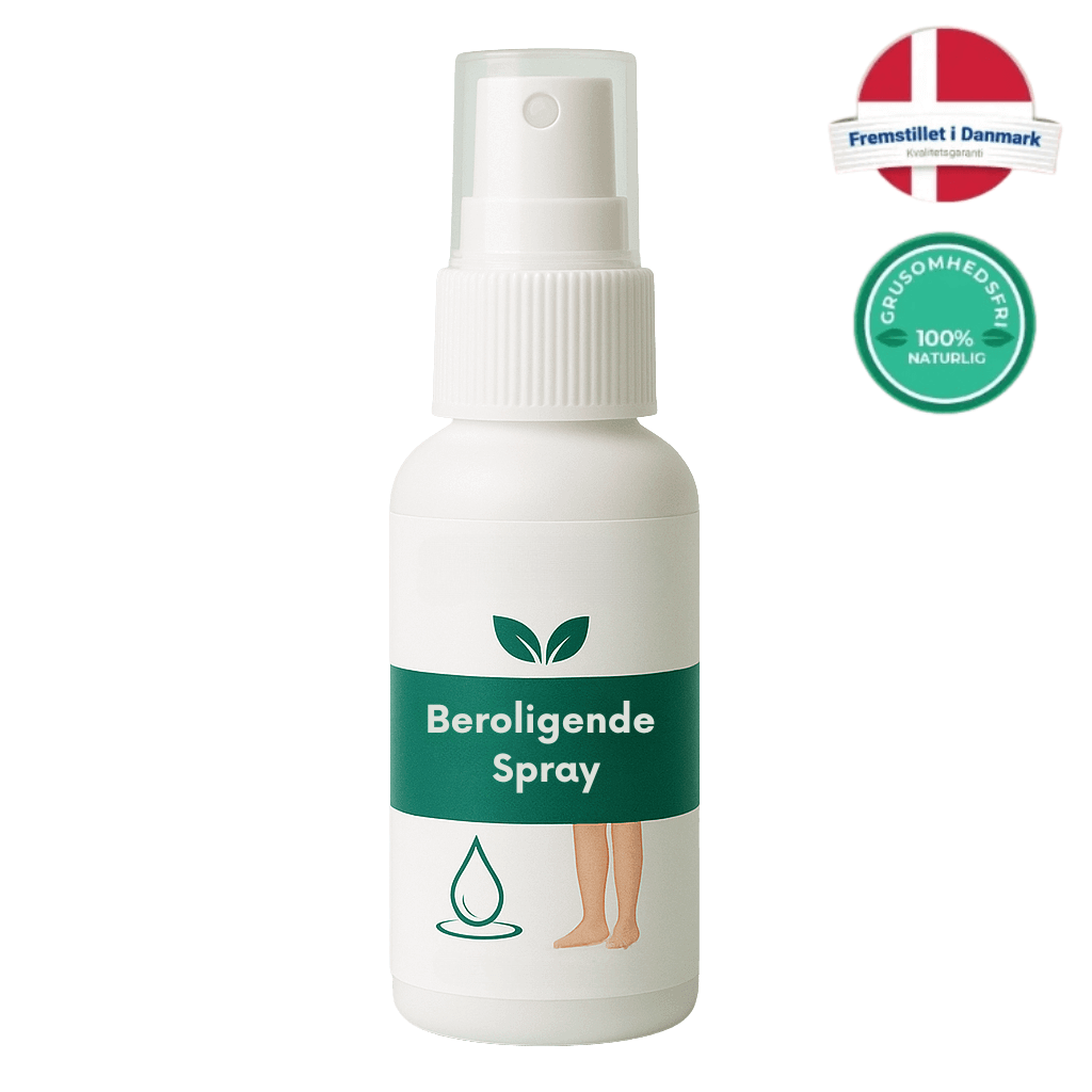 Beroligende spray flaske til opfriskning af huden på benene, naturlig og hurtigt absorberende.