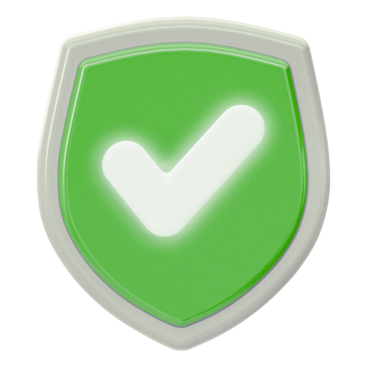 Grøn sikkerhedsskjold med hvidt flueformet symbol, der symboliserer godkendelse og sikkerhed.