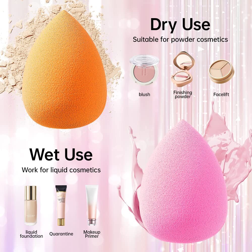 Skönhed – Makeup Svamp Blender med orange og pink svamp til både tør og fugtig makeup brug.