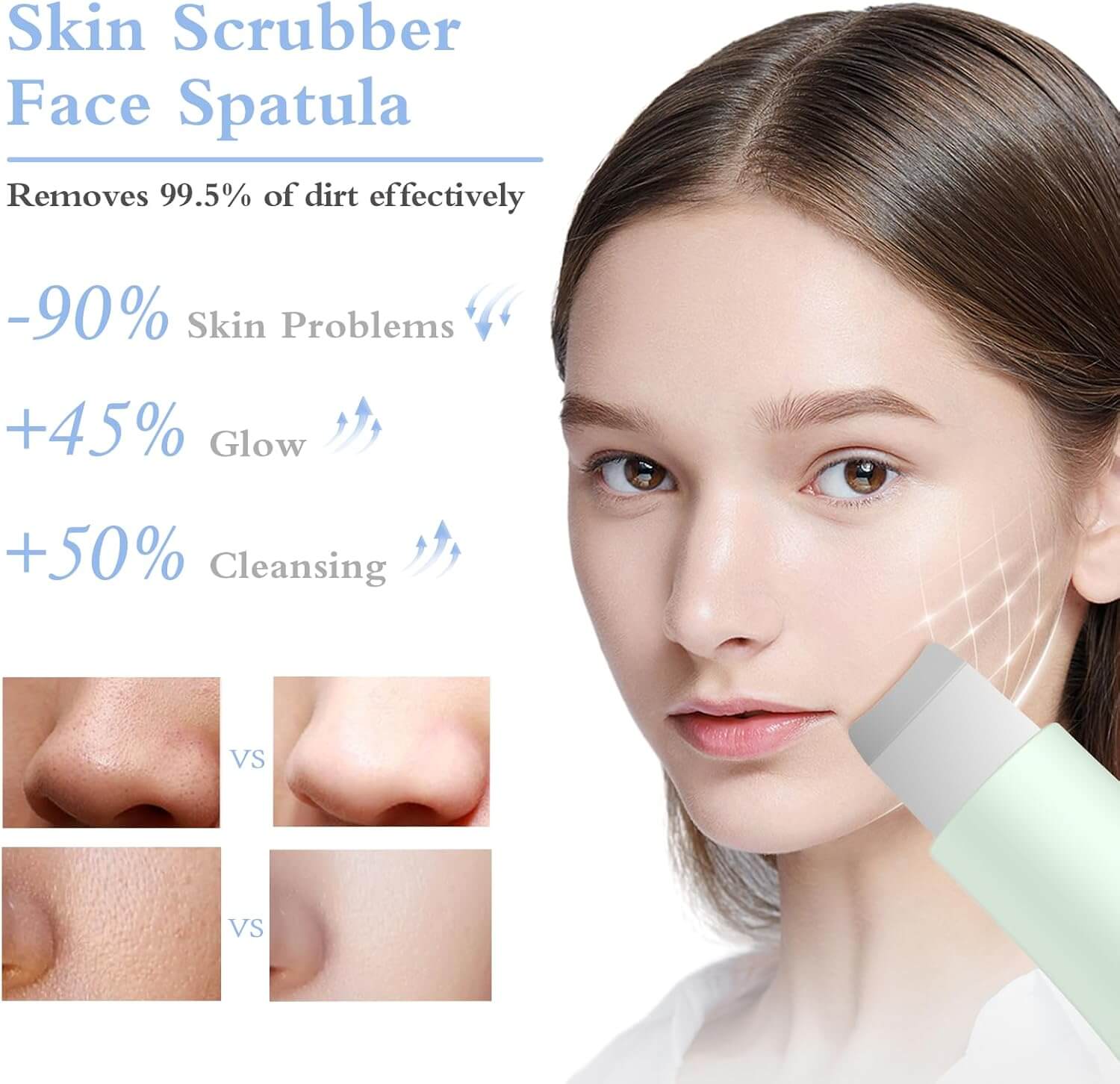 Skönhed – Silikone Ansigtsrenser & Sorthedsfjerner med spatelfunktion til dybderensning og hudens glathed.