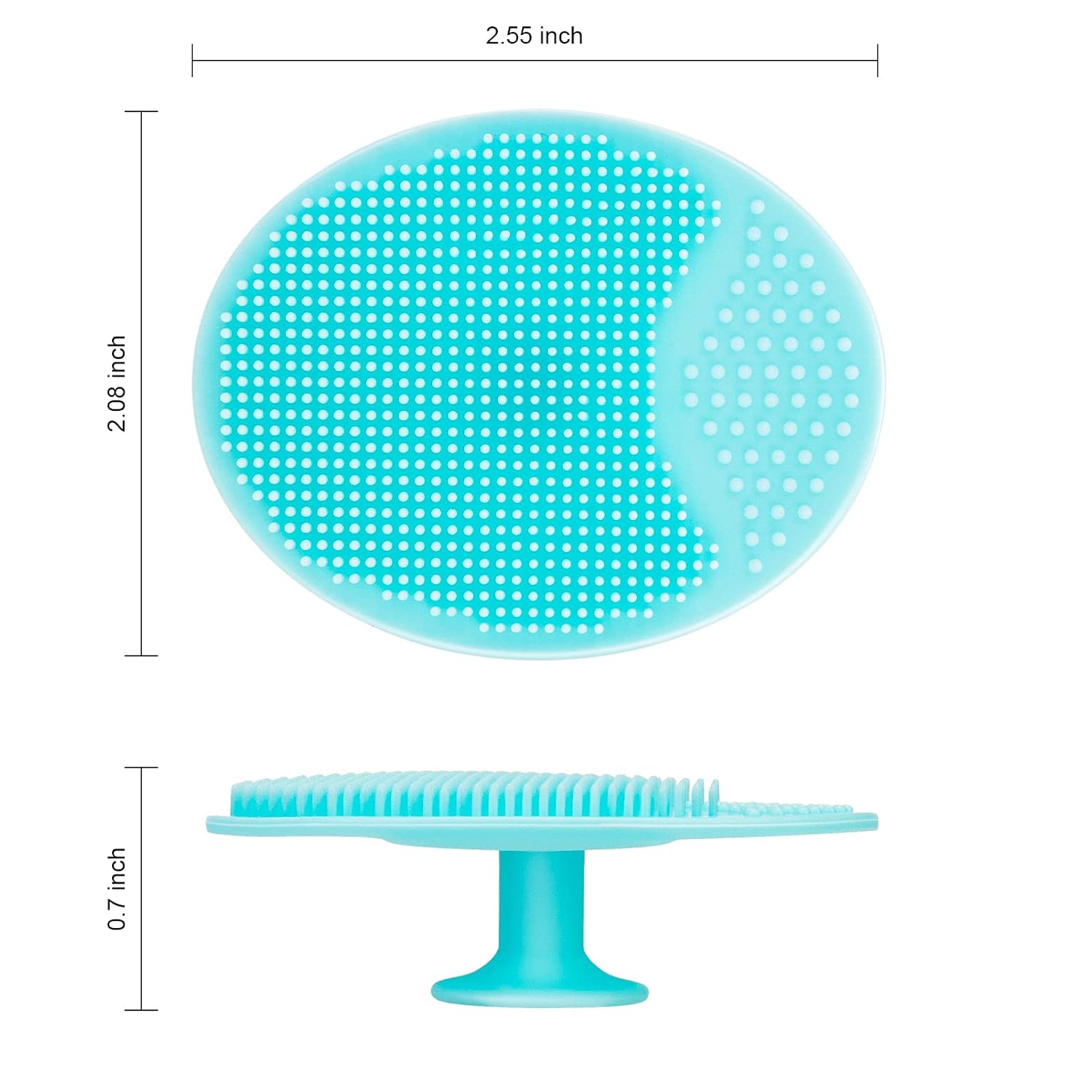 Skönhed – Silikone Ansigtsskrubber i aqua farve med bløde silikoneknopper, ergonomisk design, 2.55 x 2.08 inches.